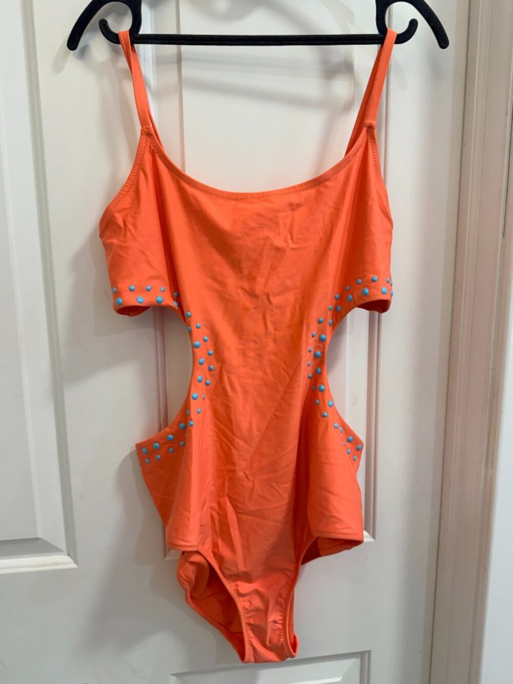 Aerie Real Good Coral Studded Cutout One Piece Swimsuit XL NWT